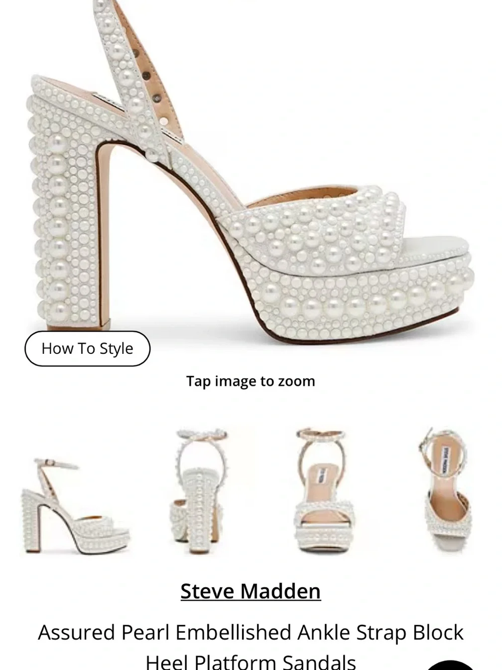 Pearl White Platform Sandal by Pearl — Pearl-Embellished Strappy Heel